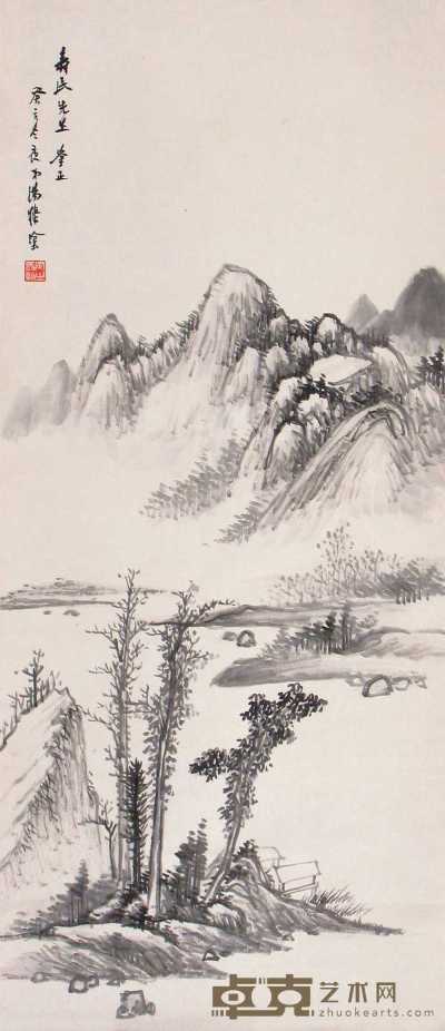 汤涤 癸亥（1923年）作 山水 立轴 83×36cm